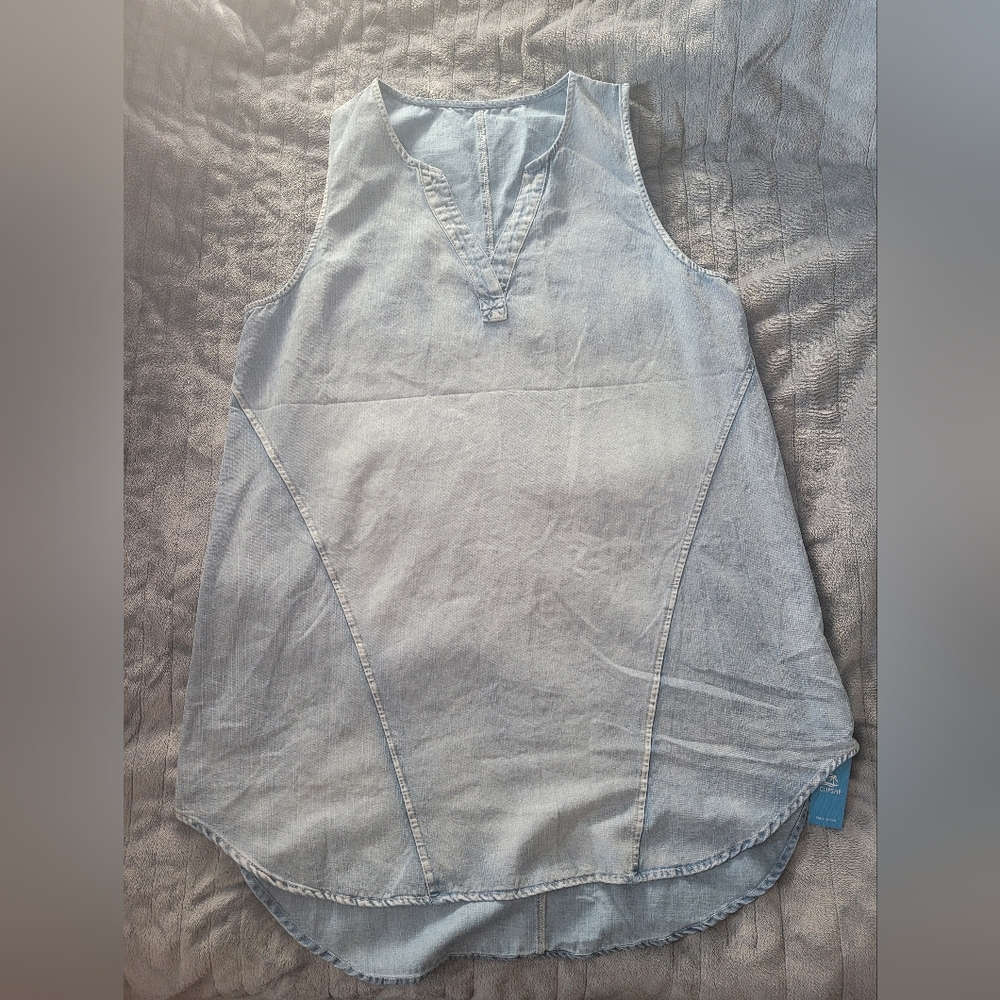Denim Mini Dress CUPSHE Denim V-Neck  Sleeveless,XL , Light Blue Cotton NWT